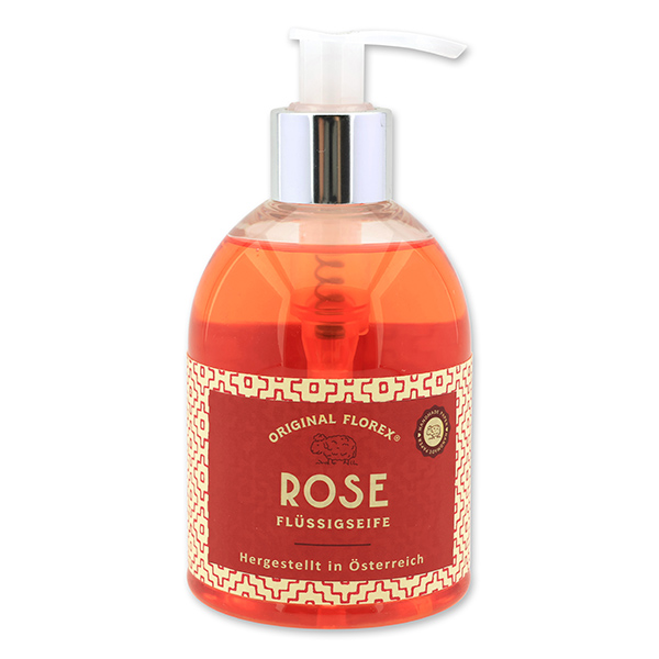 Liquid sheep milk soap 250ml in a dispenser, "Handmade Paper" Rose 
