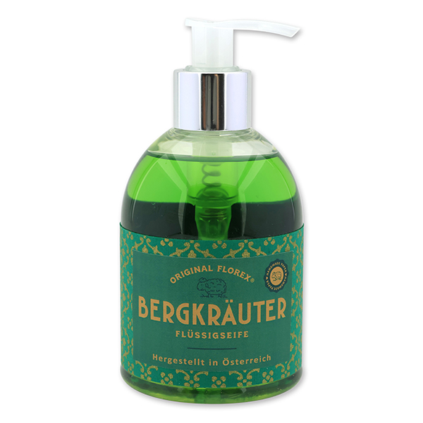 Liquid sheep milk soap 250ml in a dispenser, "Handmade Paper" Mountain herbs 