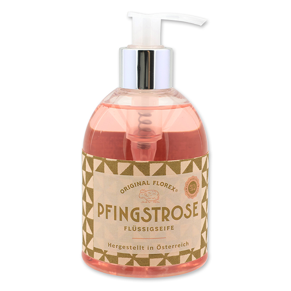 Liquid sheep milk soap 250ml in a dispenser, "Handmade Paper" Poeny 