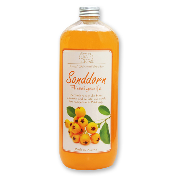 Liquid sheep milk soap refill 1L in the bottle, Sea buckthorn 