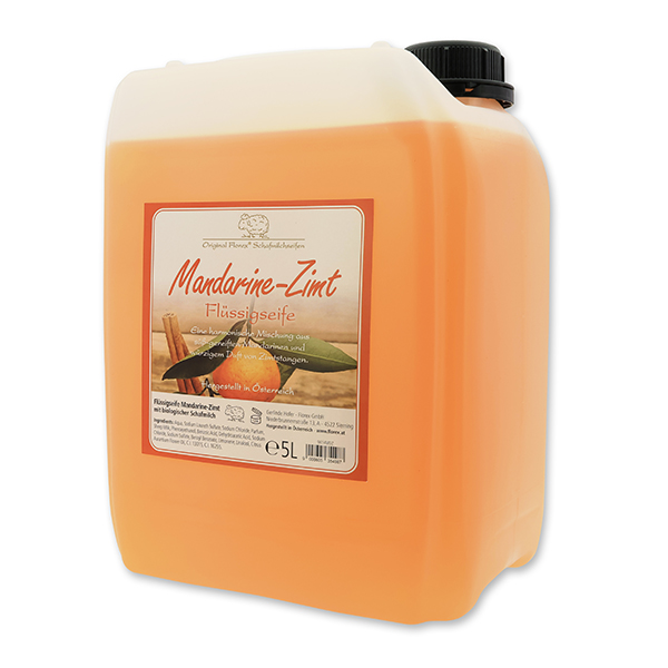 Flüssigseife mit biologischer Schafmilch Nachfüller 5L im Kanister, Mandarine-Zimt 