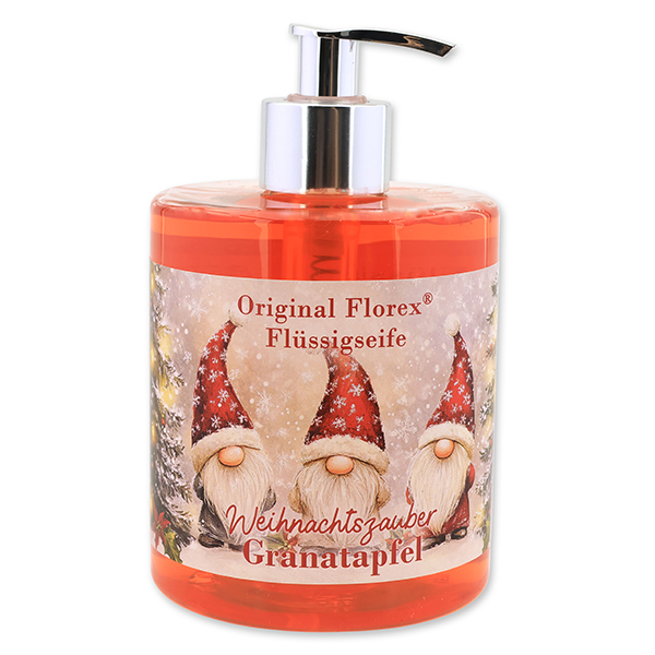 Liquid sheep milk soap 500ml in a dispenser "Christmas magic motif 23", Pomegranate 