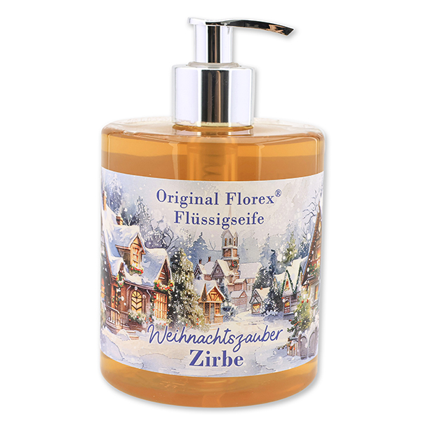 Liquid sheep milk soap 500ml in a dispenser "Christmas magic motif 3", Swiss pine 