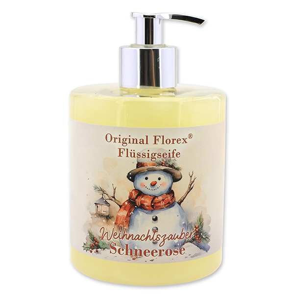 Liquid sheep milk soap 500ml in a dispenser "Christmas magic motif 5", Christmas rose white 