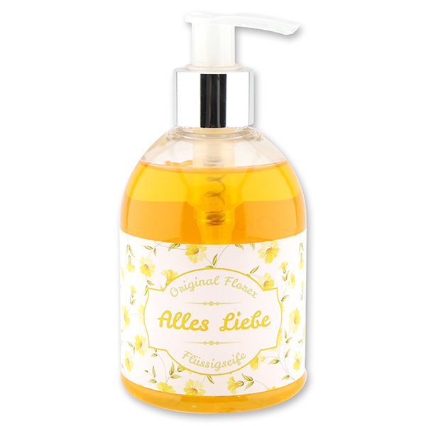 Liquid sheep milk soap 250ml in a dispenser "Alles Liebe", Orange 