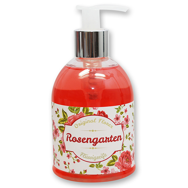 Liquid sheep milk soap 250ml in a dispenser "Rosengarten", Rose 