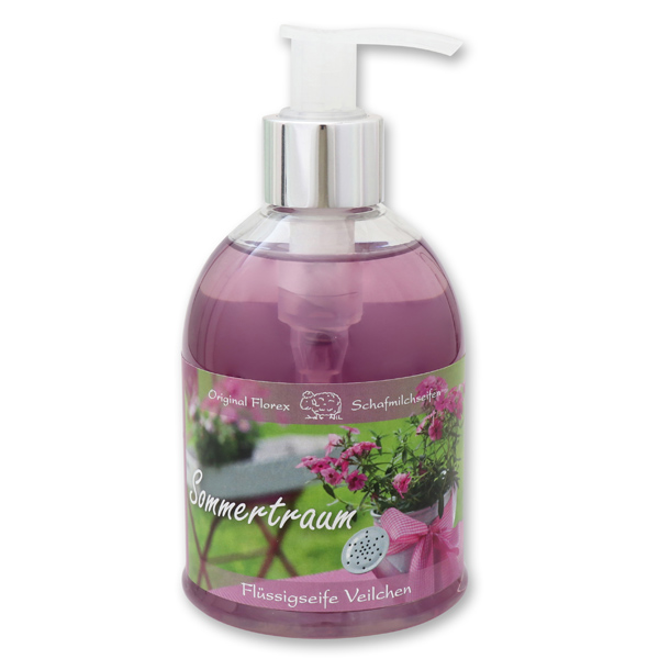 Liquid sheep milk soap 250ml in a dispenser "Sommertraum", Viola 