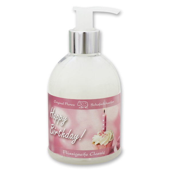 Flüssigseife mit Schafmilch 250ml im Spender "Happy Birthday", Classic 