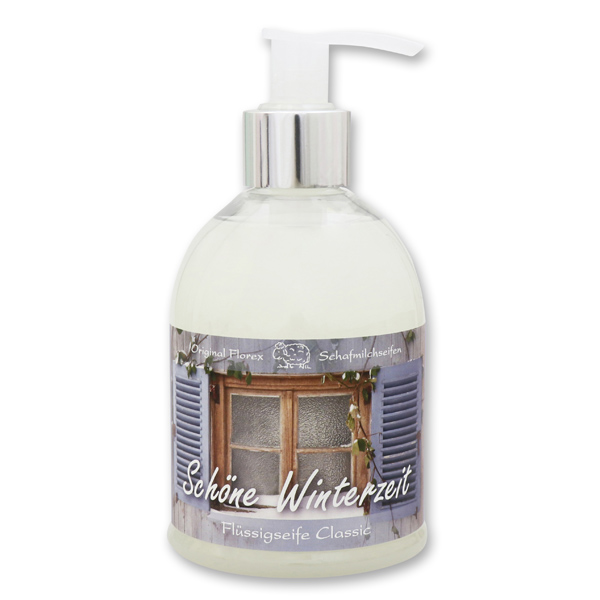 Liquid sheep milk soap 250ml in a dispenser "Schöne Winterzeit", Classic 