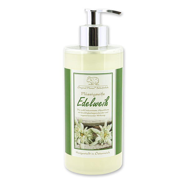 Liquid sheep milk soap 400ml in a dispenser, Edelweiss 
