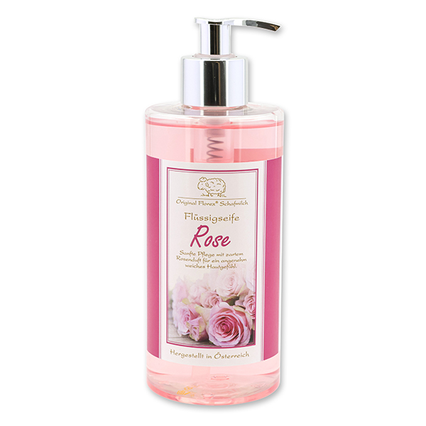 Liquid sheep milk soap 400ml in a dispenser, Rose 