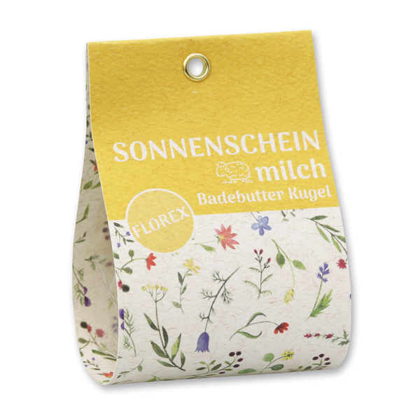 Bath butter ball with sheep milk 50g in a bag "Sonnenschein", Marigold/Lime-Green Tea 