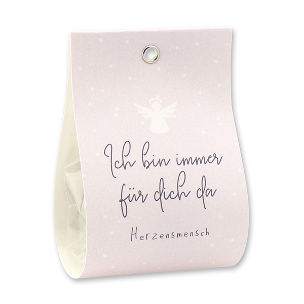 Bath butter ball with sheep milk 50g in a bag "Ich bin immer für dich da - Herzensmensch", Cornflower Blue/Lotus 