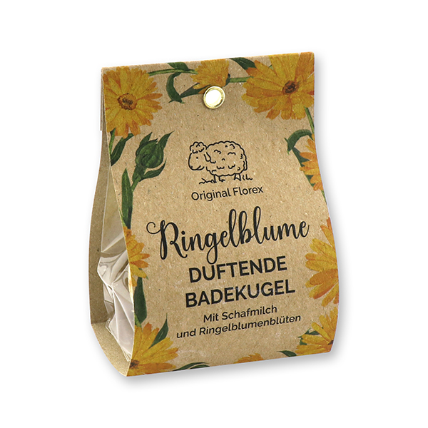 Bath butter ball with sheep milk 50g in bag "feel-good time", Marigold-Lime-Green Tea 