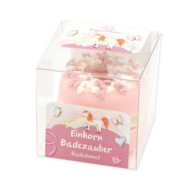 Bath butter donut with sheep milk 60g in a box "Einhorn Badezauber", Flower magic 