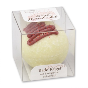 Badebutter-Kugel mit Schafmilch 50g in Cellobox, Twist/Rose 