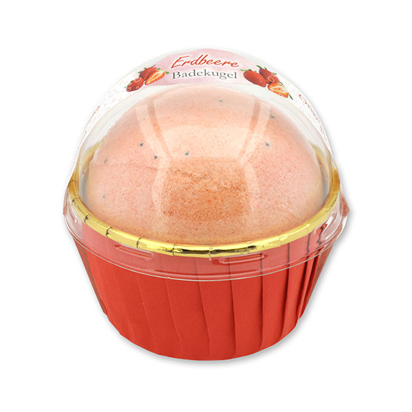 Bath bomb with sheep milk 125g in a cases modern, Strawberry 
