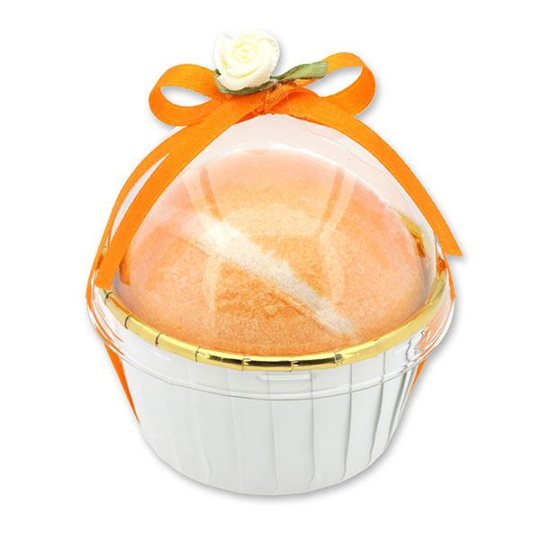 Bath bomb with sheep milk 125g in a cases decorated, Grapefruit 