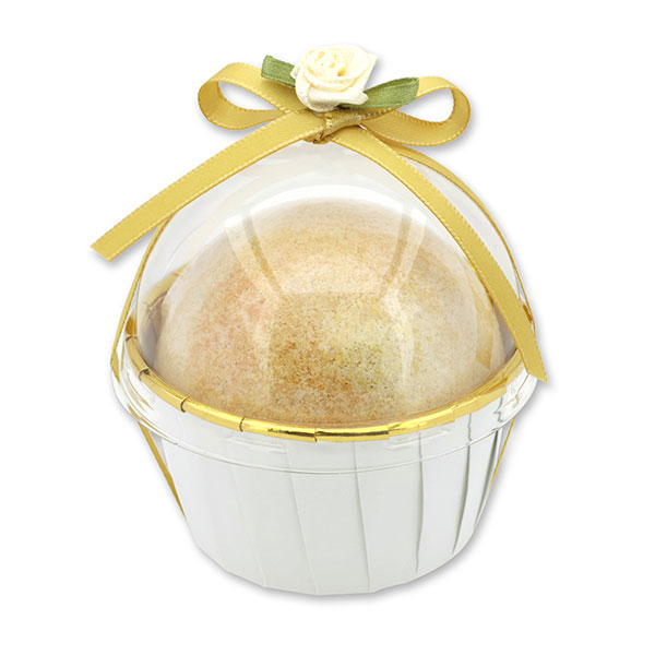 Bath bomb with sheep milk 125g in a cases decorated, Honey 