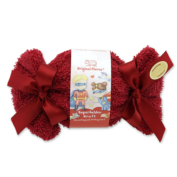 Bath ball with sheep milk 125g in a washcloth "Superhelden Kraft", Berry dream 