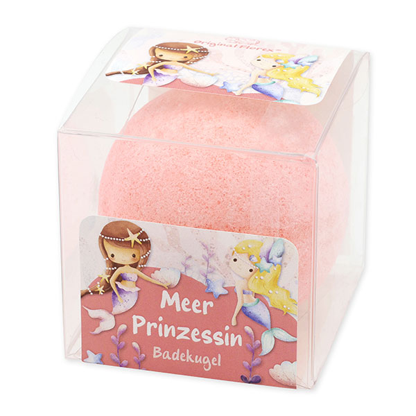 Badekugel mit Schafmilch 125g in Cellobox "Meer Prinzessin", Blütenzauber 