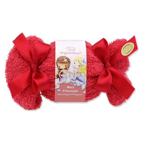 Bath ball with sheep milk 125g in a washcloth "Meer Prinzessin", Flower magic 