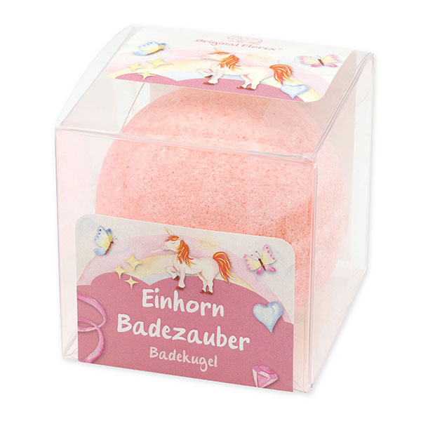 Bath ball with sheep milk 125g in a box "Einhorn Badezauber", Flower magic 