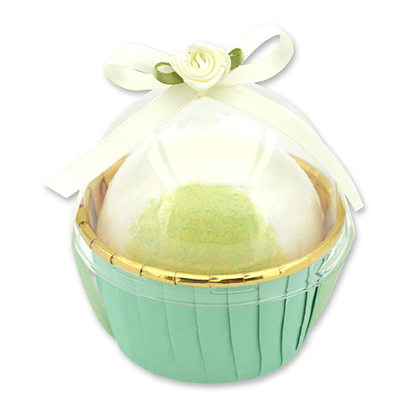 Badekugel mit Schafmilch 125g im Förmchen dekoriert, Lemongras 