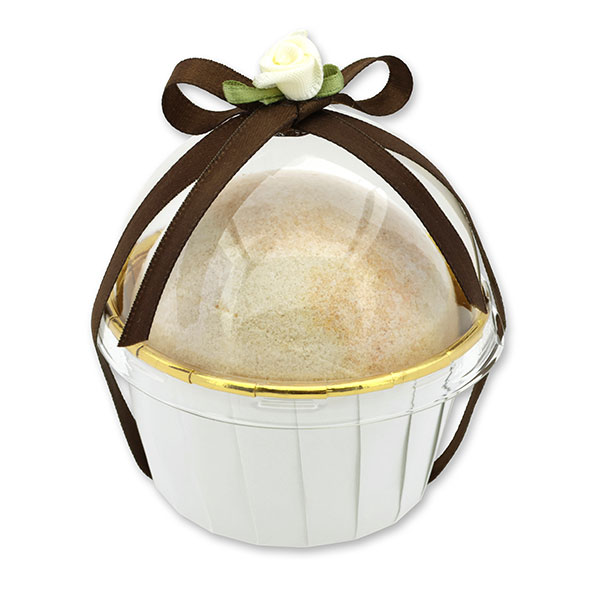 Bath bomb with sheep milk 125g in a cases decorated, Milk & honey 