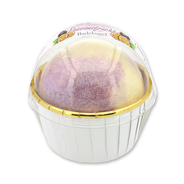 Badekugel mit Schafmilch 125g im Förmchen modern, Passionsfrucht 
