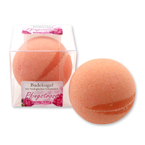 Bath ball with sheep milk 125g in a box, Peony 