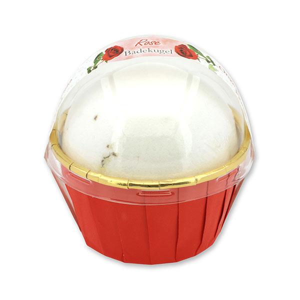 Badekugel mit Schafmilch 125g im Förmchen modern, Rose 