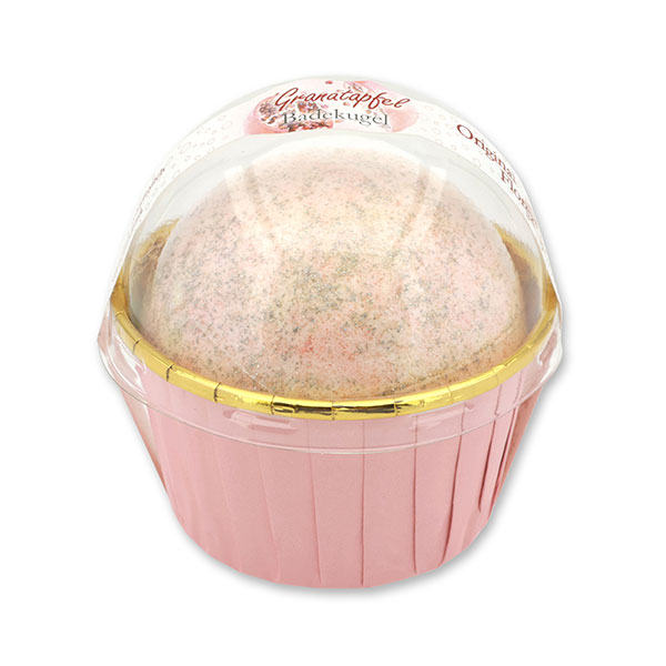 Glitter bath bomb with sheep milk 125g in a cases modern, Pomegranate 