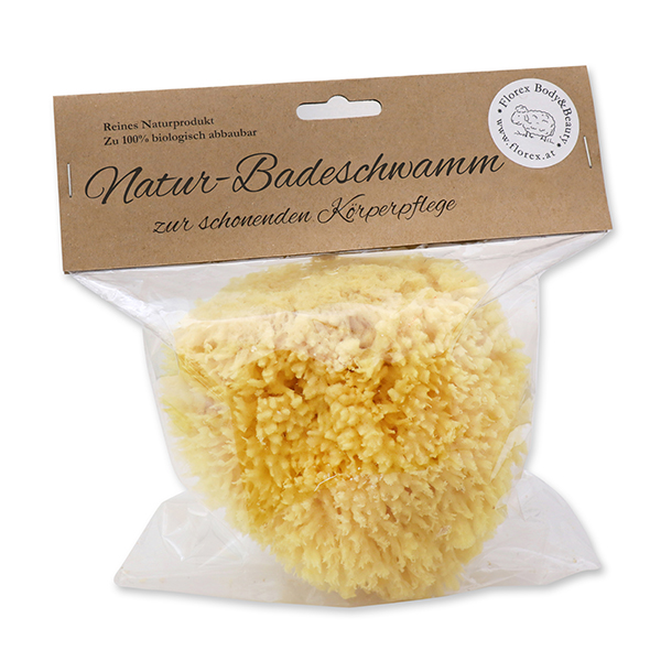 Naturschwamm ca. 16cm verpackt in Cello mit Karterl 