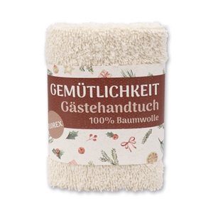 Hand towel 30x30cm "Gemütlichkeit", beige 