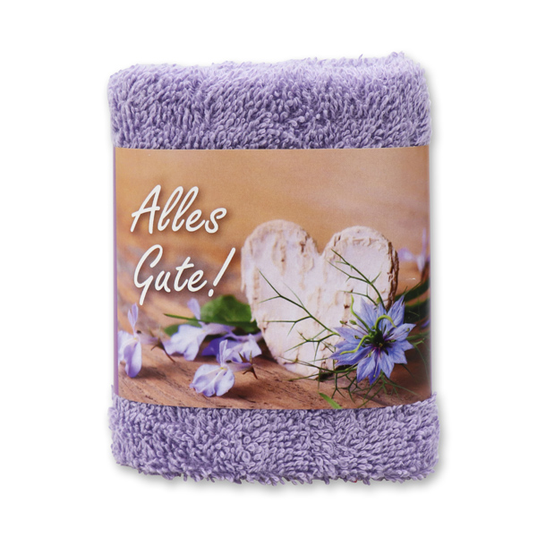 Hand towel 30x30cm "Alles Gute", lilac 