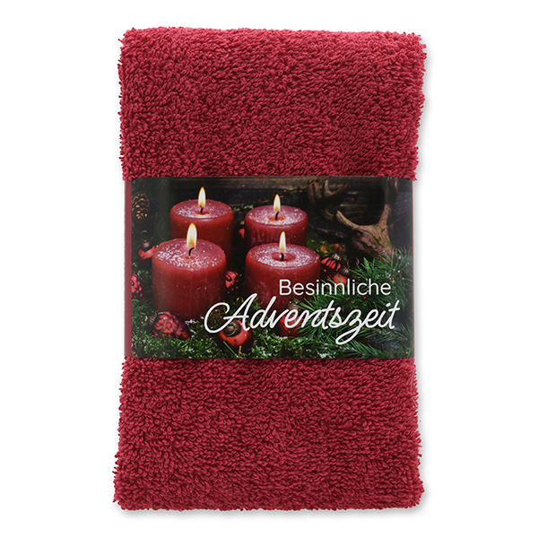Guest towel 30x50cm "Besinnliche Adventszeit", bordeaux 