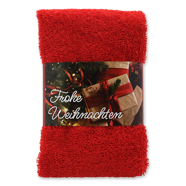 Gästehandtuch 30x50cm "Frohe Weihnachten", rot 