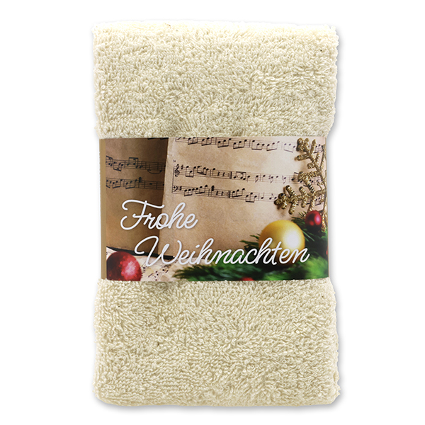 Guest towel 30x50cm "Frohe Weihnachten", creme 