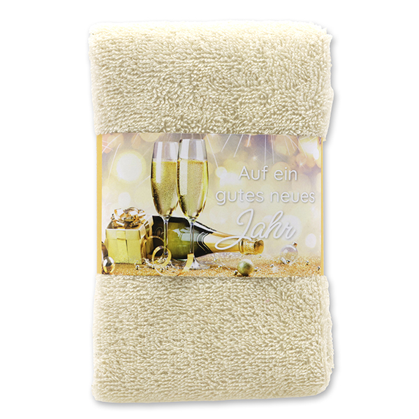 Guest towel 30x50cm "Auf ein gutes neues Jahr", creme 