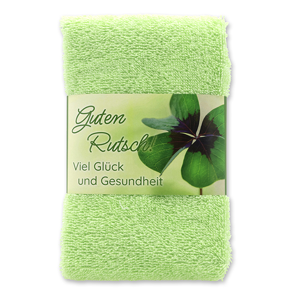 Gästehandtuch 30x50cm "Guten Rutsch! Viel Glück und Gesundheit", grün 