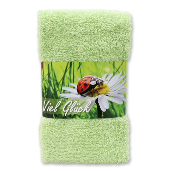 Guest towel 30x50cm "Viel Glück", green 