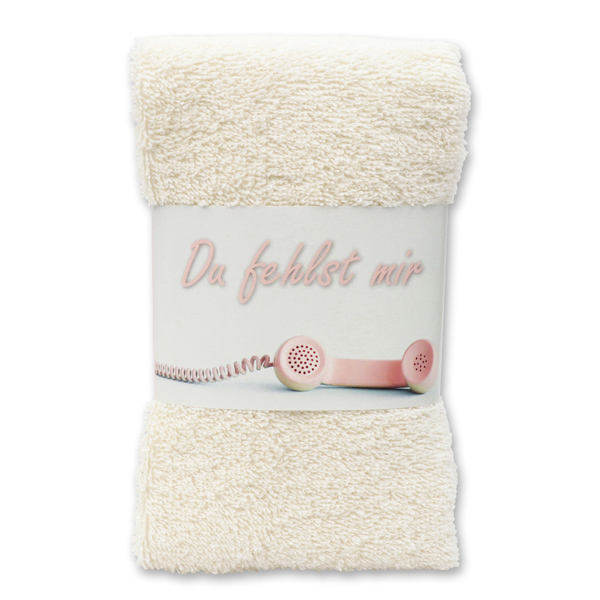 Guest towel 30x50cm "Du fehlst mir", creme 