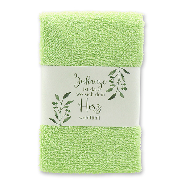 Guest towel 30x50cm "Zuhause ist da...", green 