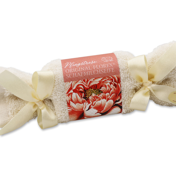 Sheep milk soap 100g in a washcloth, Peony 