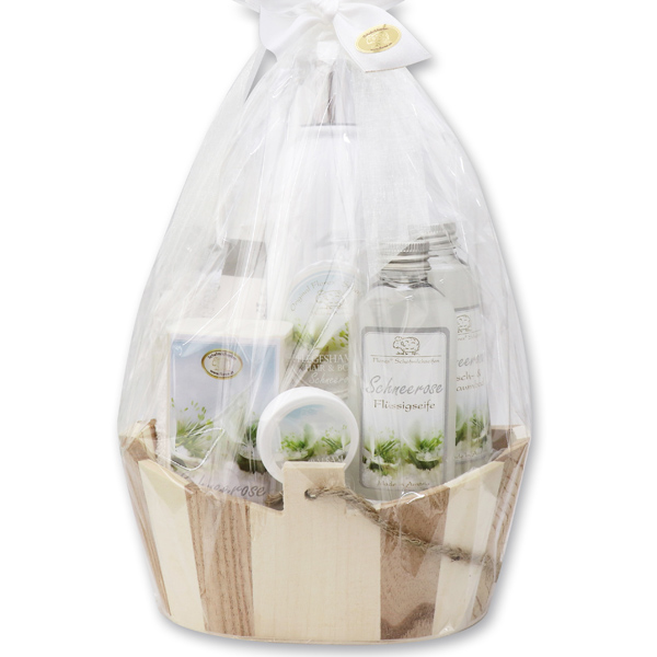 Wooden basket set 8 pieces, Christmas Rose White 