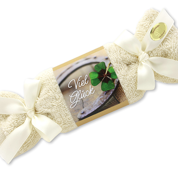 Sheep milk soap 100g in a washcloth "Viel Glück", Classic 