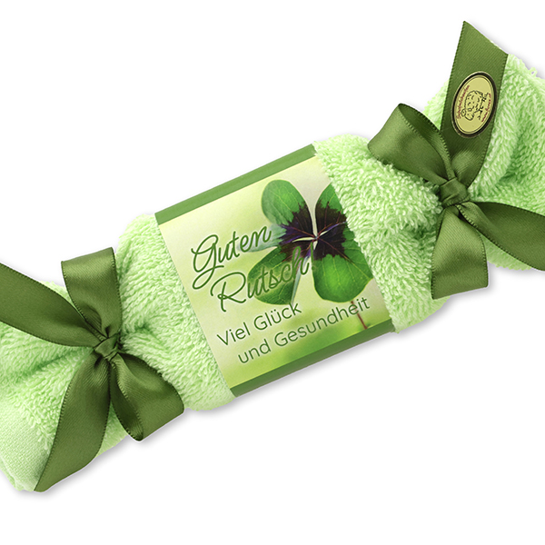 Sheep milk soap 100g in a washcloth "Guten Rutsch! Viel Glück und Gesundheit", Verbena 