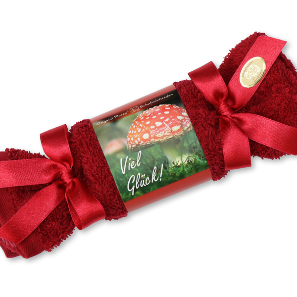 Sheep milk soap 100g in a washcloth "Viel Glück", Pomegranate 