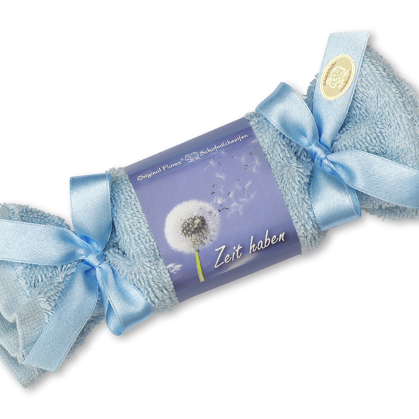 Sheep milk soap 100g in a washcloth "Zeit haben", Forget Me Not 